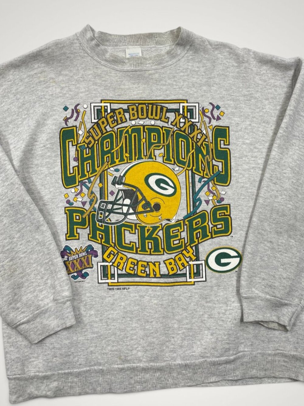 Green Bay Packers Super Bowl XXXI Champion Vintage 1996 Logo 7 Sweatshirt Mens L